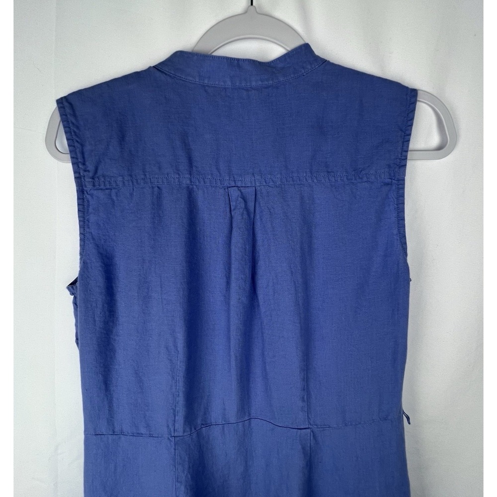 L.L.Bean‎ Womens Blue 100% Linen Sleeveless Shirt Dress Size 10 Reg Effortless - Picture 8 of 13